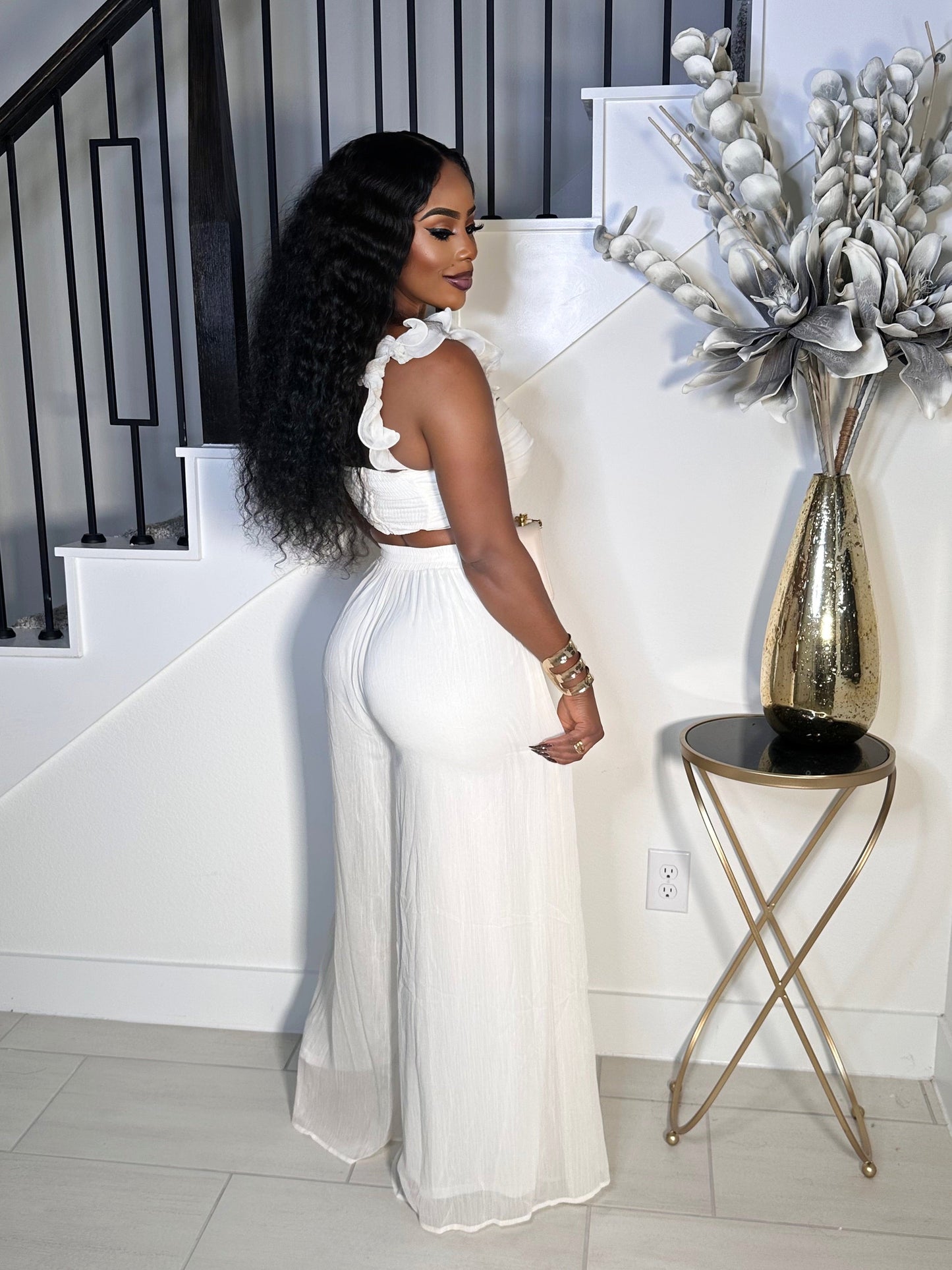 LOVELY DAY WIDE LEG PANTS SET (IVORY)