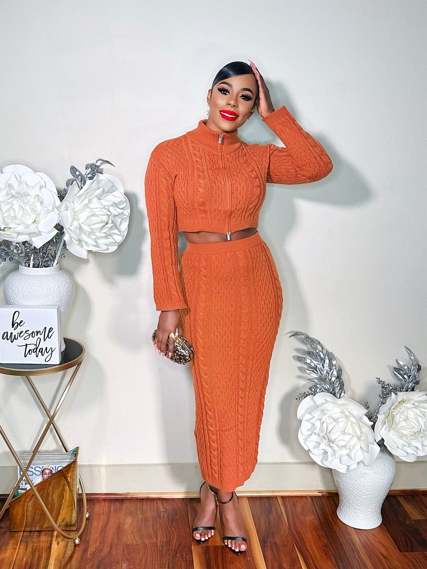 A LONG NIGHT OUT KNIT SKIRT SET