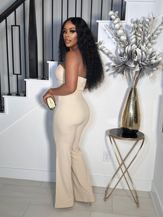 LOVELY FIT STRAPLESS TUBE JUMPSUIT (TAUPE)