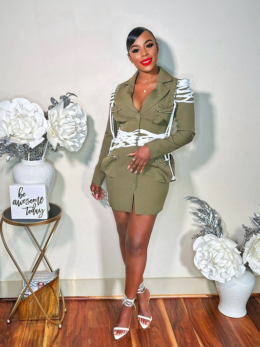 GET LACED UP BLAZER DRESS