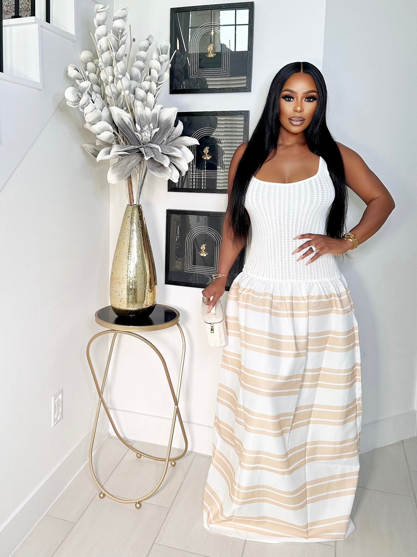 KEEP IT MOVING STRIPE MAXI DRESS