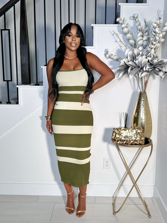 ALWAYS PRETTY CARDIGAN DRESS SET (OLIVE)