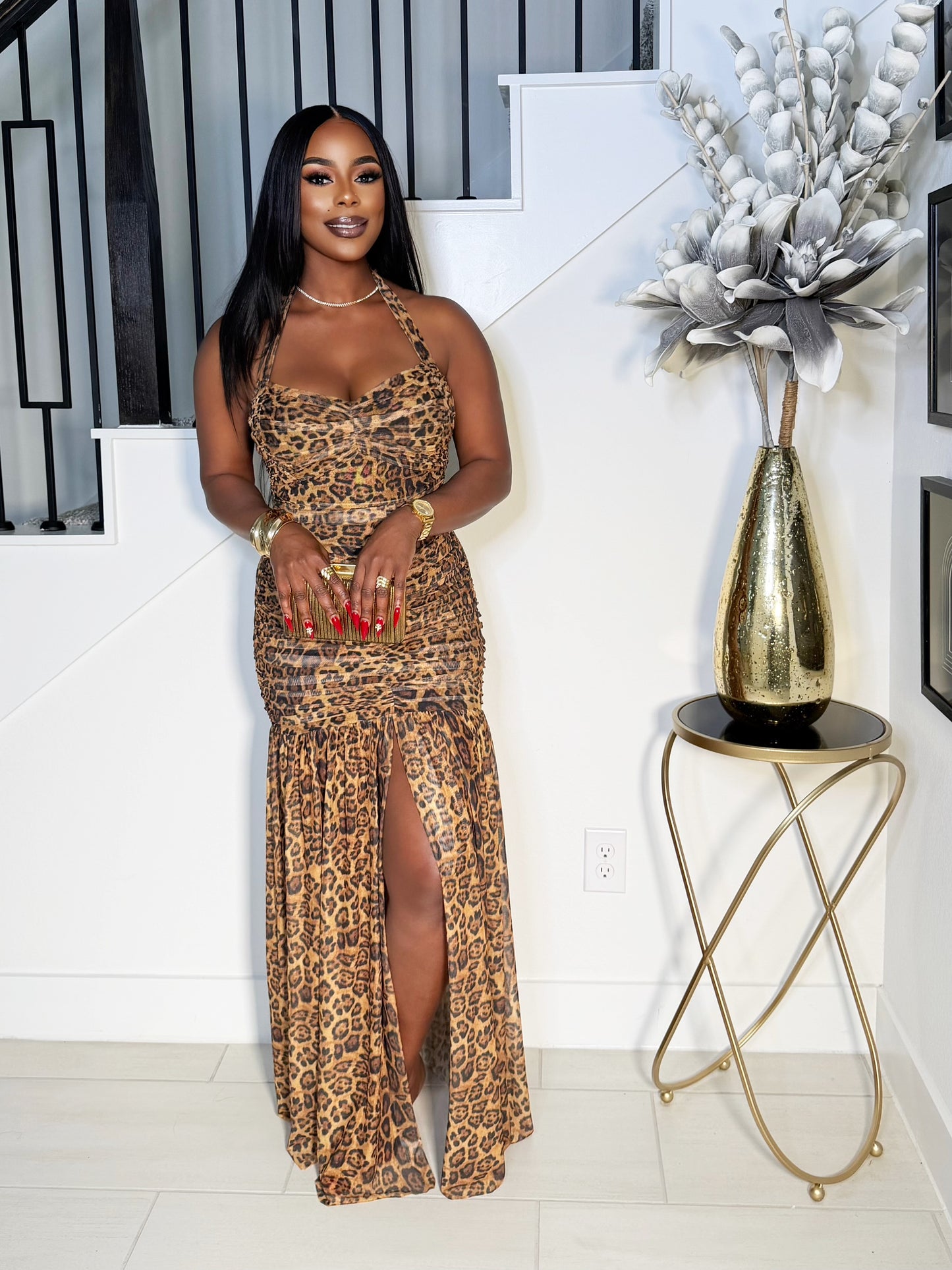 ANGELA LEOPARD PRINT MAXI DRESS