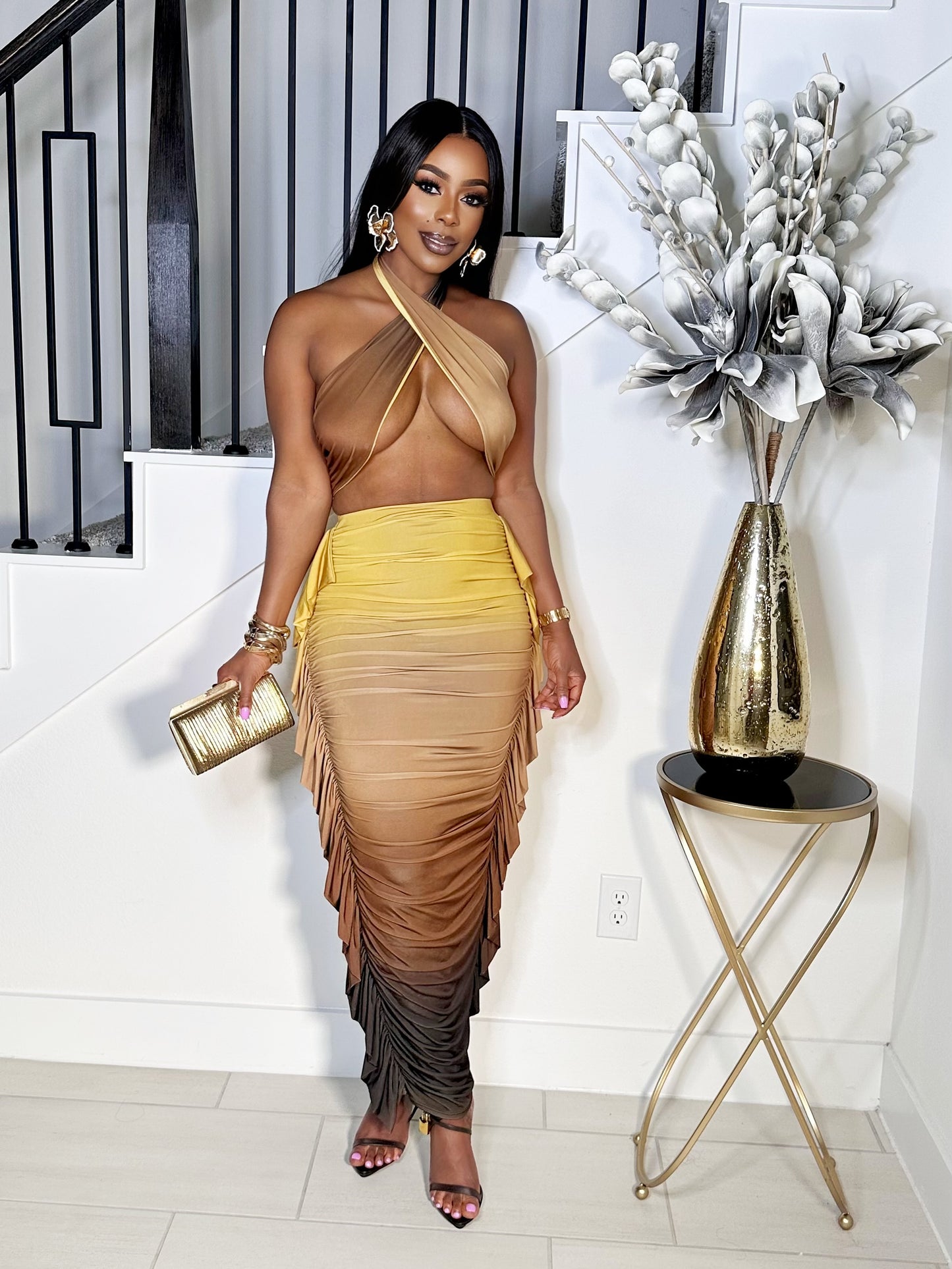 HONEY OMBRE RUFFLE SKIRT SET