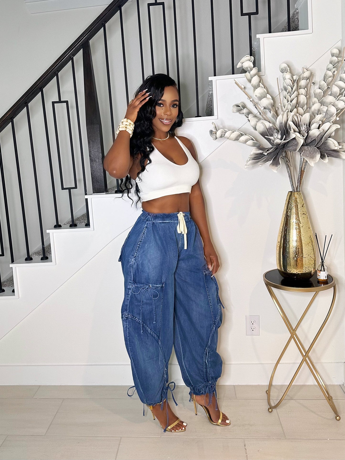 BAD GIRL DRAWSTRING CARGO PANTS