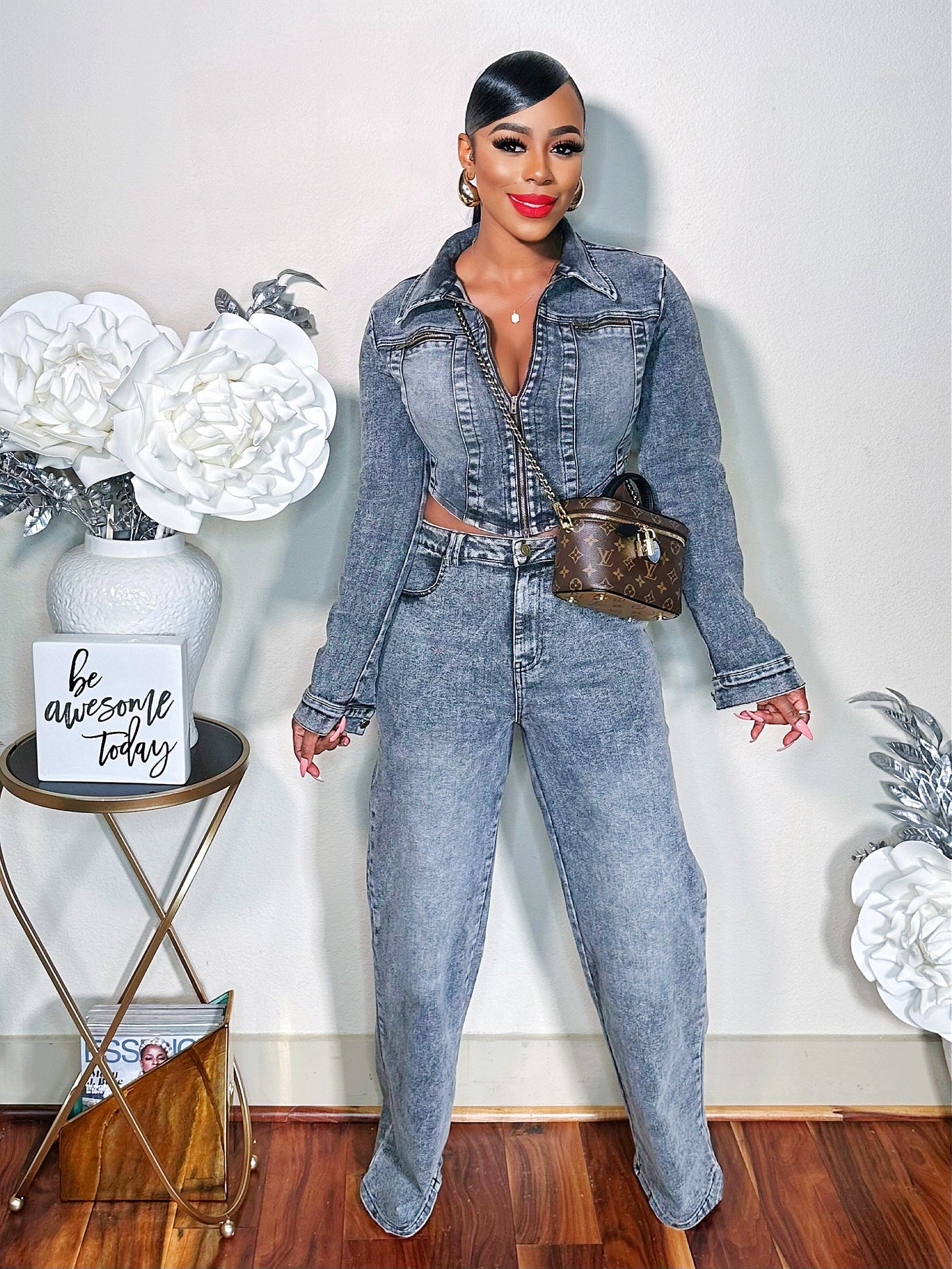 CANT'T TOUCH MY FLY DENIM PANTS SET