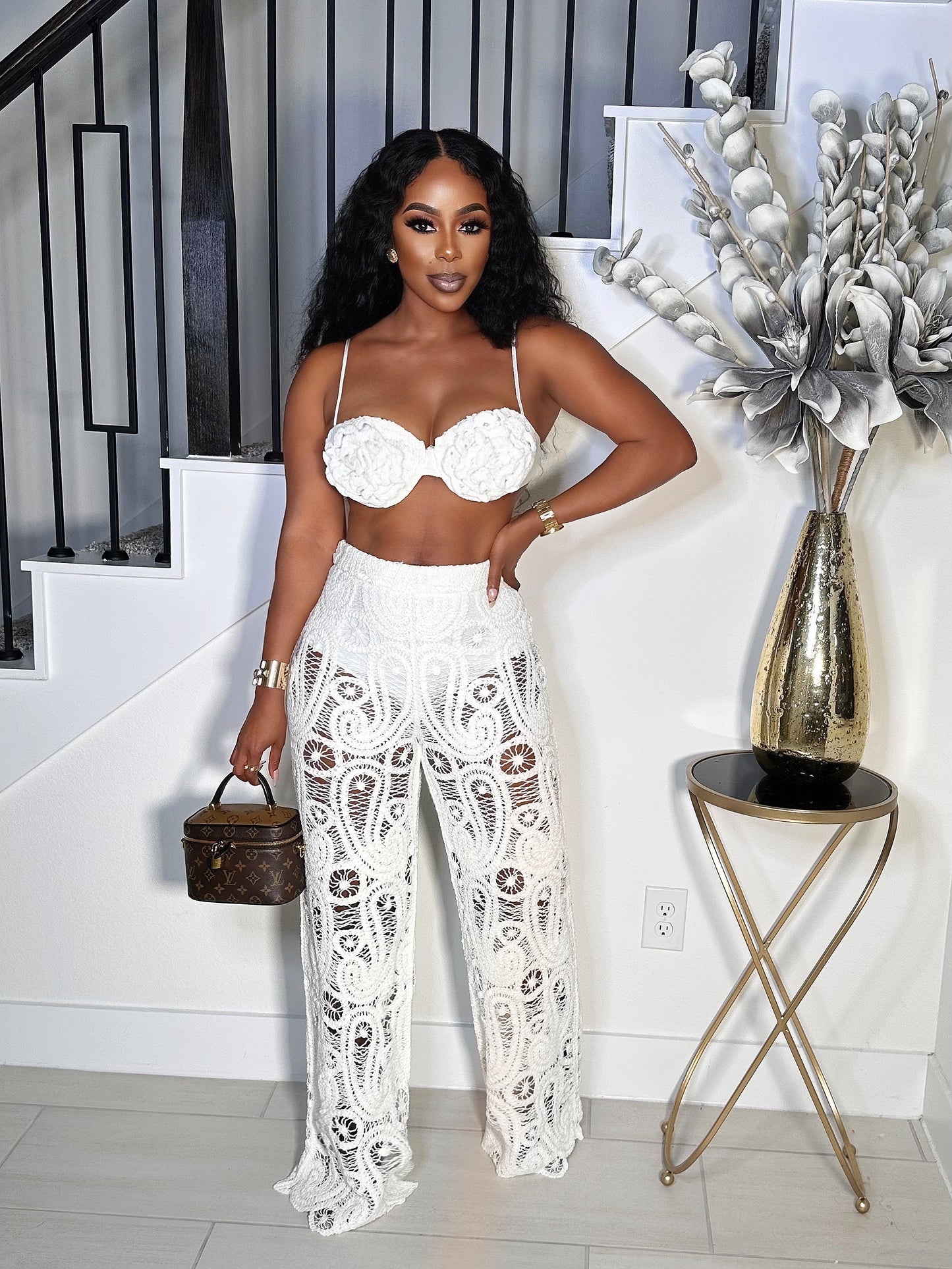 HOT TOPIC 2 PIECE CROCHET PANTS SET
