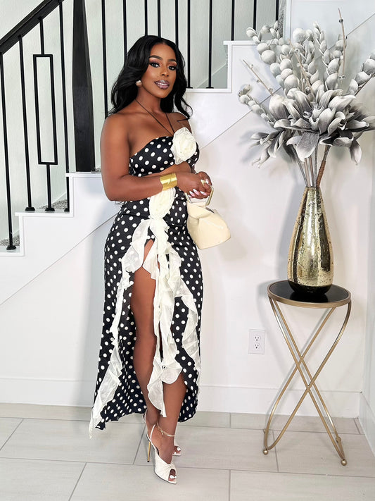 QUEEN ROSE POLKADOT RUFFLE SKIRT SET