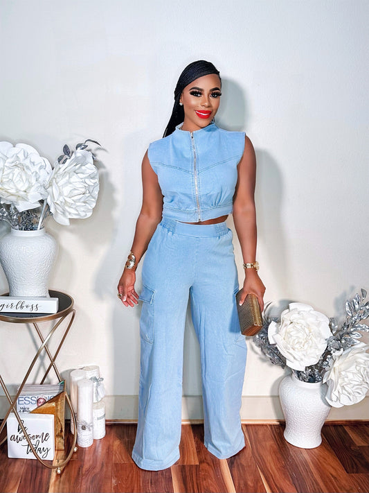 ON TO THE NEXT DENIM PANTS SET