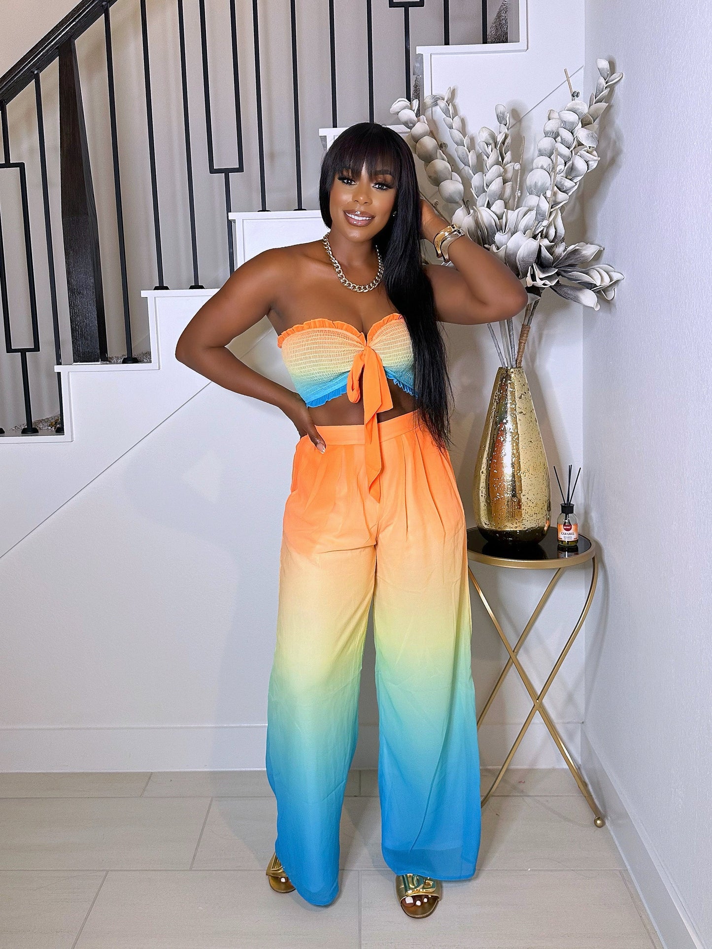SUMMER TIME FUN OMBRE PANTS SET