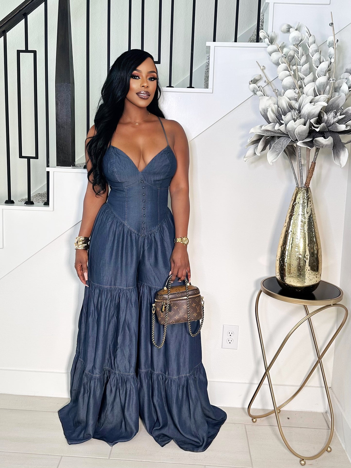 LET'S GET IT ON DENIM JUMPSUIT (DARK DENIM)