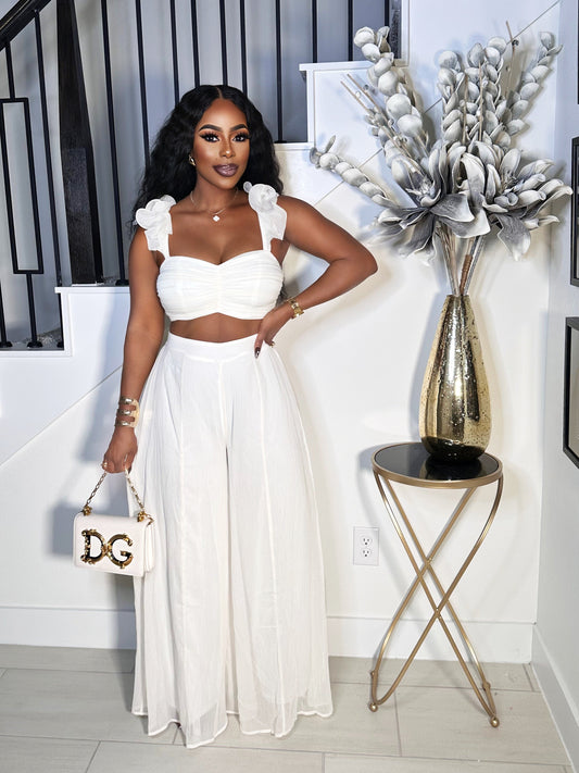 LOVELY DAY WIDE LEG PANTS SET (IVORY)