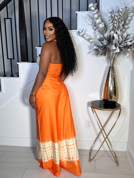 BOSSY VIBE TIE DYE PANTS SET (ORANGE)