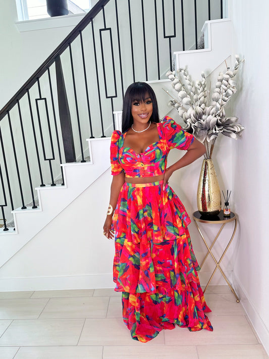 IT’S HER MAXI TIERED SKIRT SET