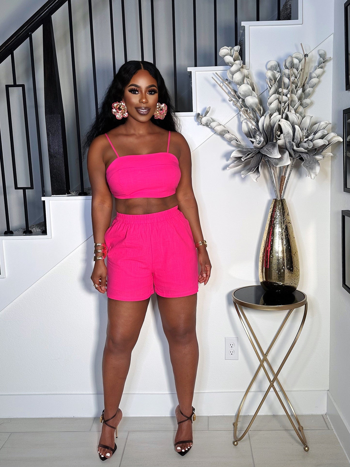 ALL IN ONE 3 PIECE LINEN SHORT SET