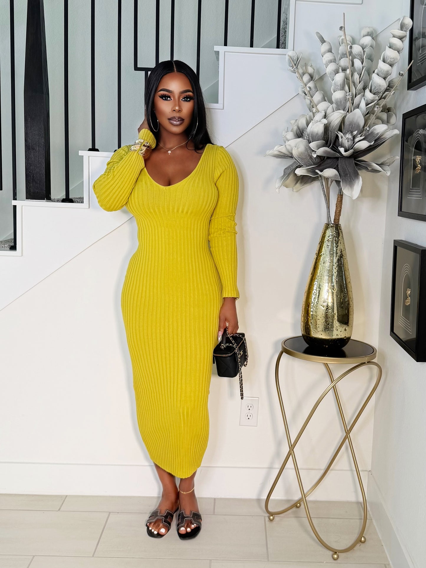 HUG ME LONG SLEEVES MAXI DRESS (GREEN)