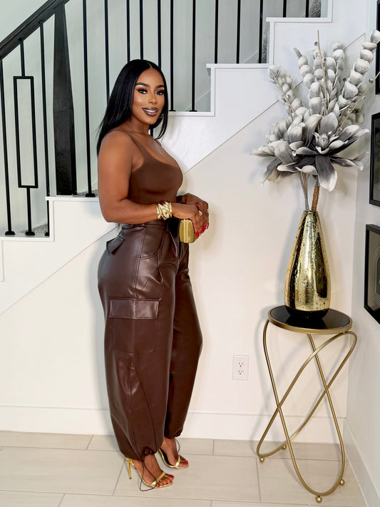 HOT CHOCOLATE LEATHER CARGO PANTS