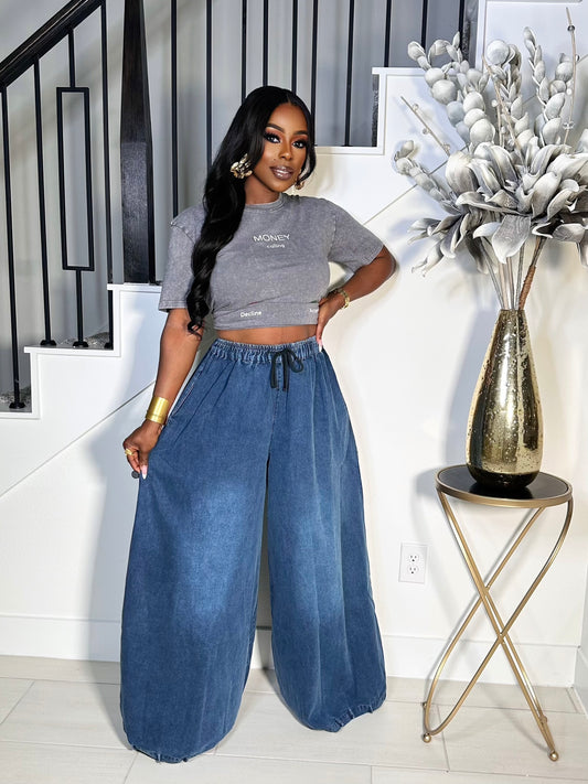 MONEY CALLING ROUND NECK T-SHIRT (GREY)