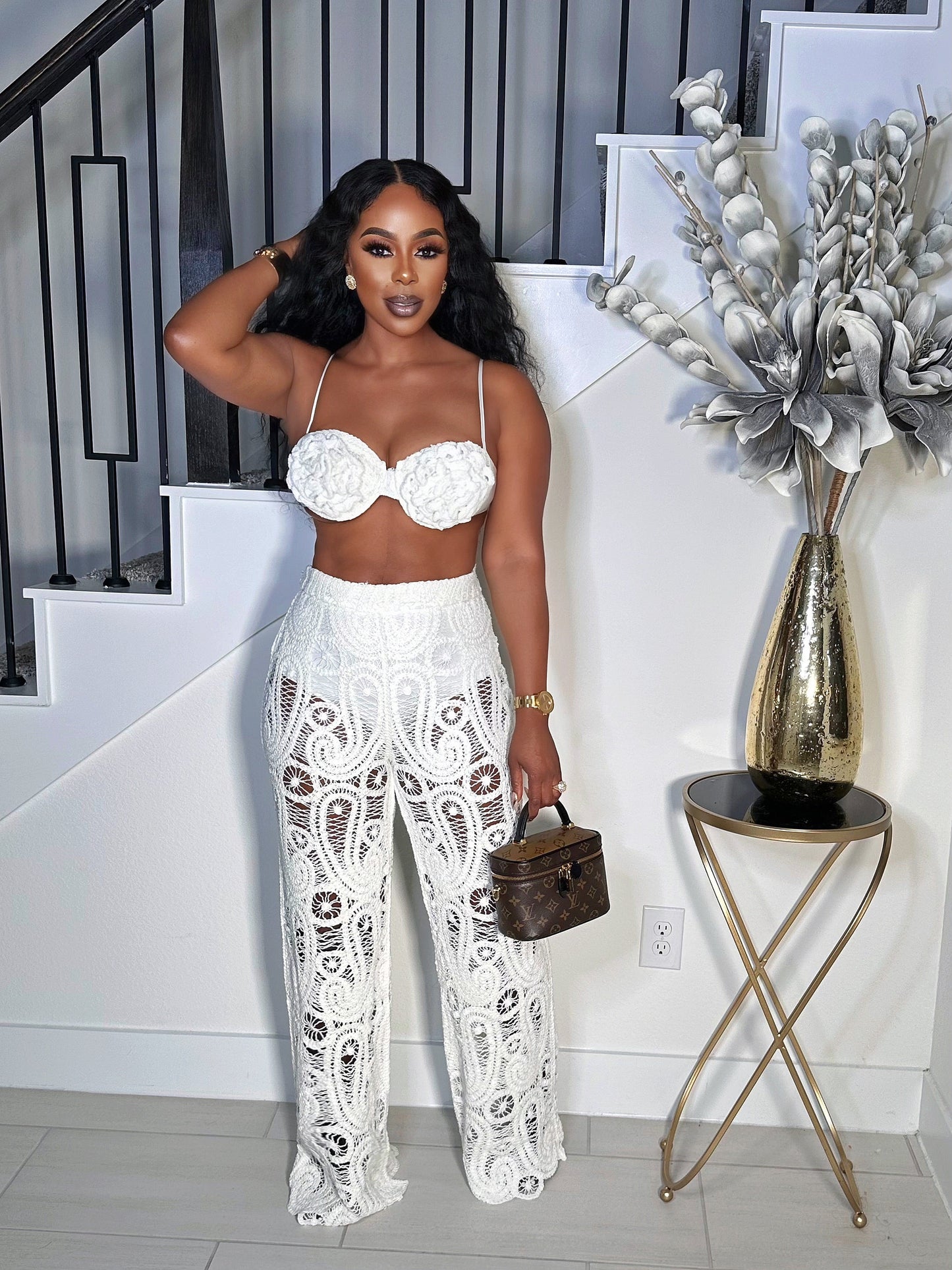 HOT TOPIC 2 PIECE CROCHET PANTS SET