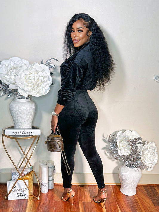 THE FANNY PACK SUEDE PANTS SET (BLACK)