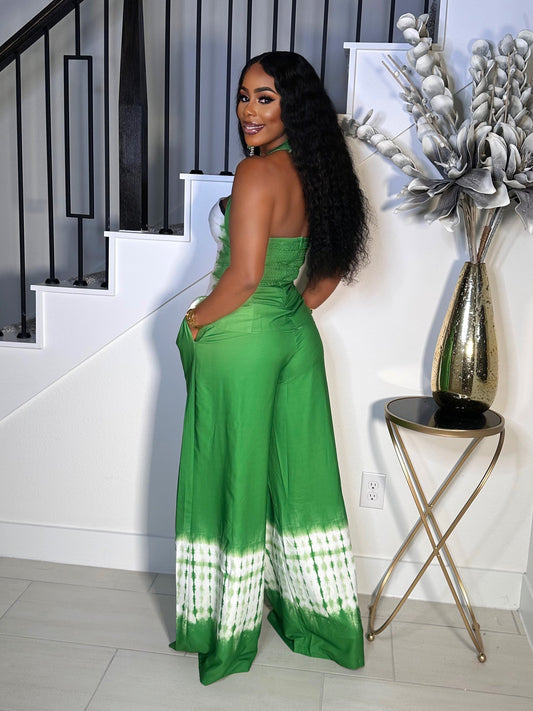 BOSSY VIBE TIE DYE PANTS SET (GREEN)
