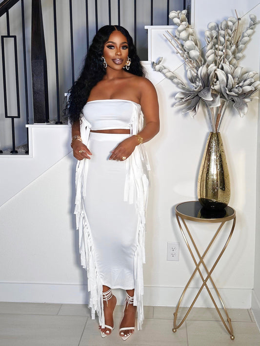 ITS GETTING HOT IN HERE SUMMER SKIRT SET (WHITE)