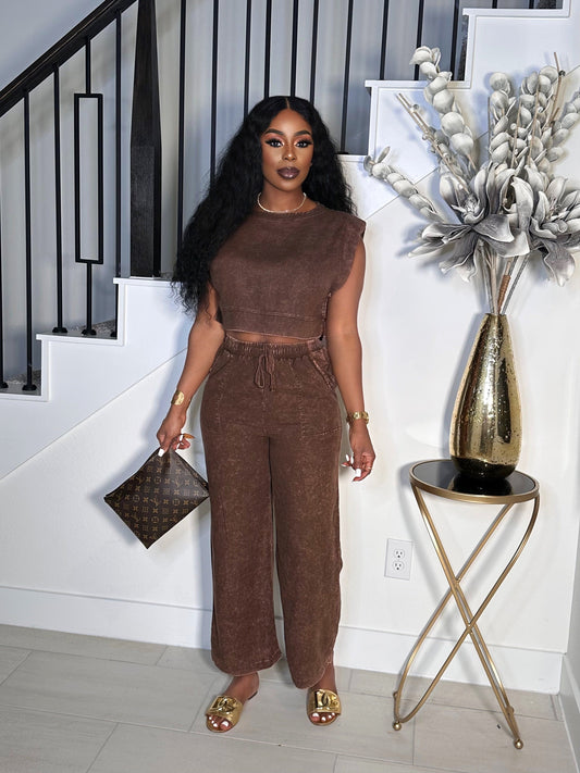 EASY LINEN HOUSE WEAR SET (BROWN)