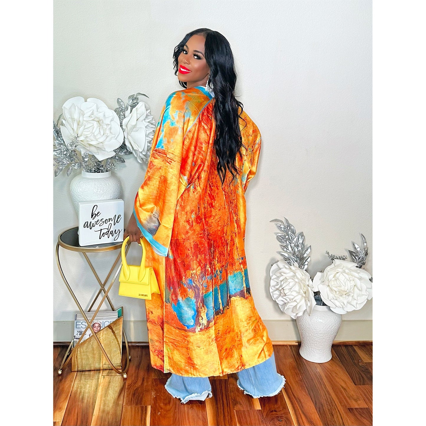 ON DEMAND MAXI KIMONO (ORANGE FLORAL)