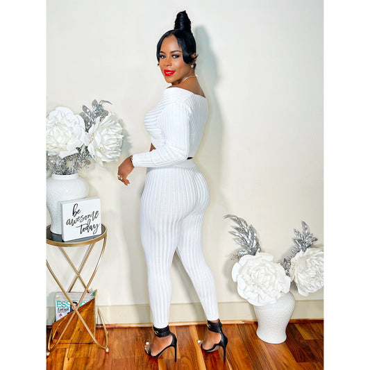 CROP ME OUT LEGGING SET (WHITE)