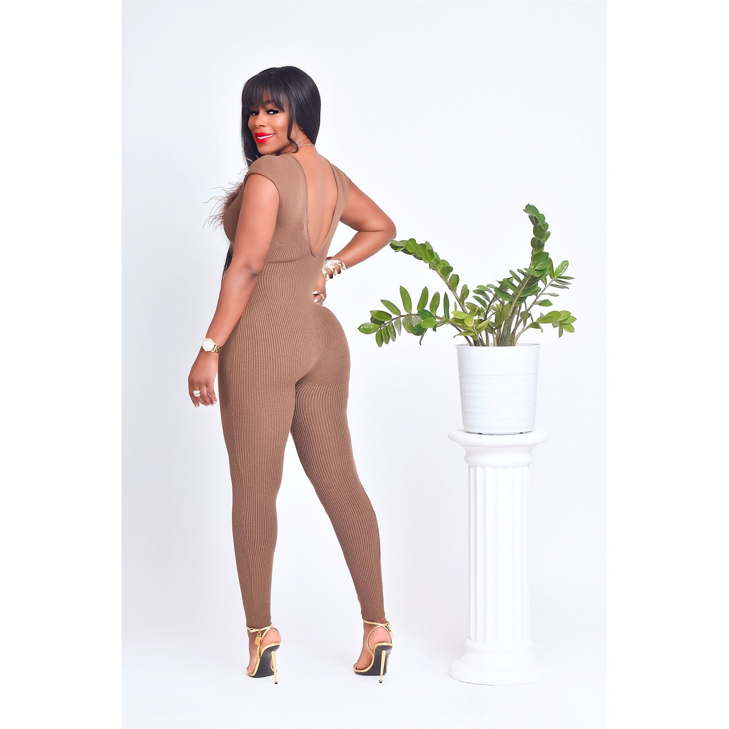 COZY FUR JUMPSUIT (BROWN)