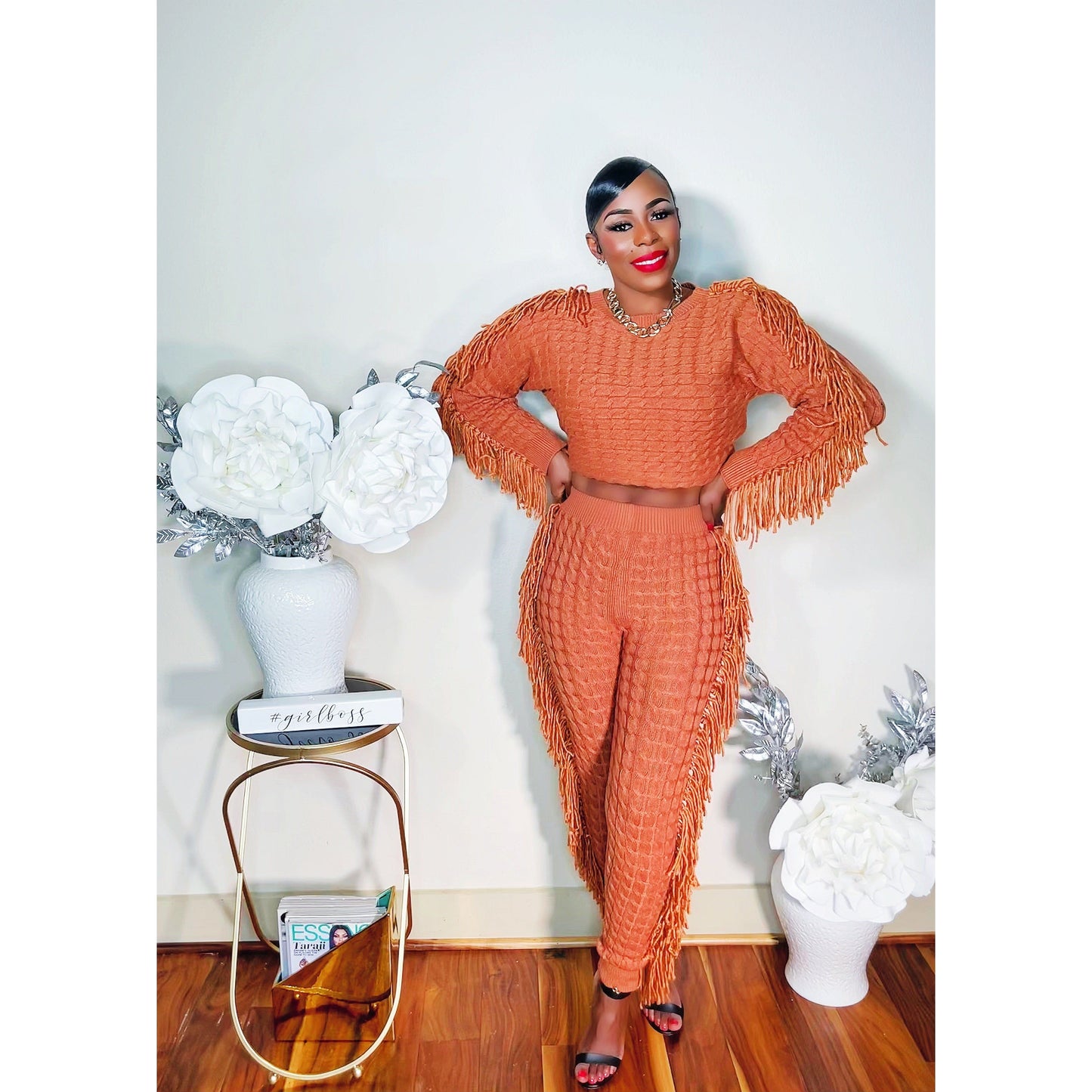 TESSEL ME KNIT PANTS SET (MOCHA)