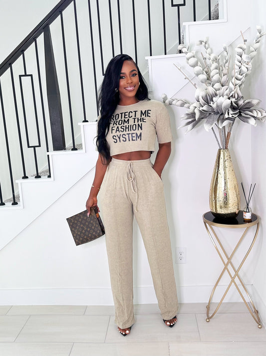 LESS BUSY LOUNGE PANTS SET (OLIVE)