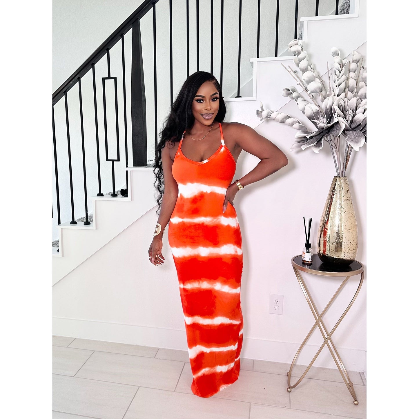 MISS TIE-DYE MAXI DRESS (ORANGE)