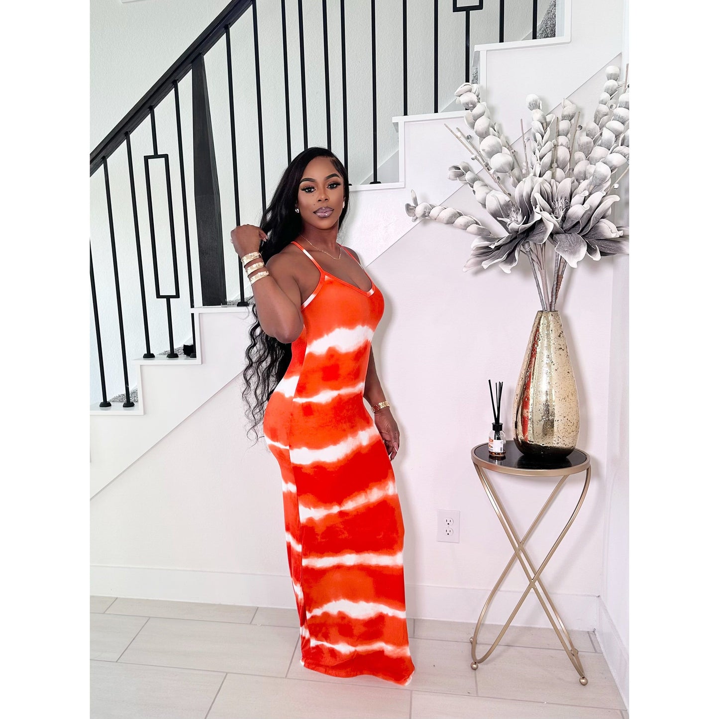 MISS TIE-DYE MAXI DRESS (ORANGE)