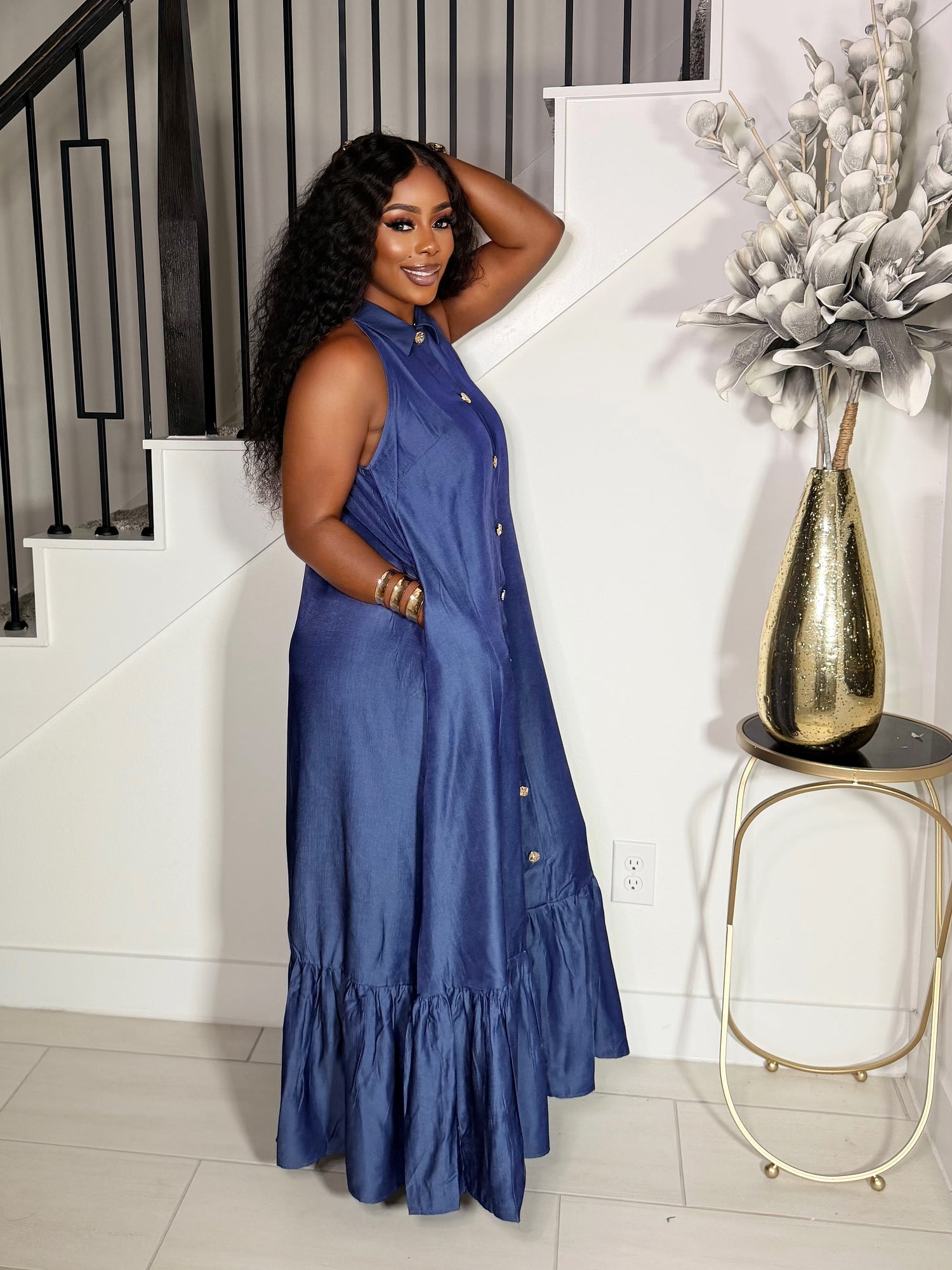 ENDLESS SUMMER MAXI DRESS (DENIM BLUE) Large