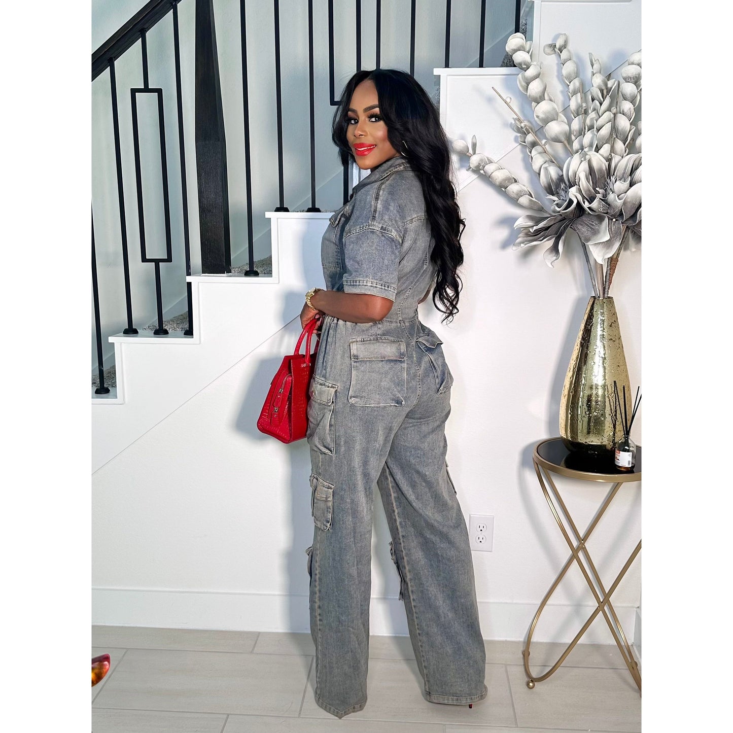 ALL STAR DENIM CARGO JUMPSUIT