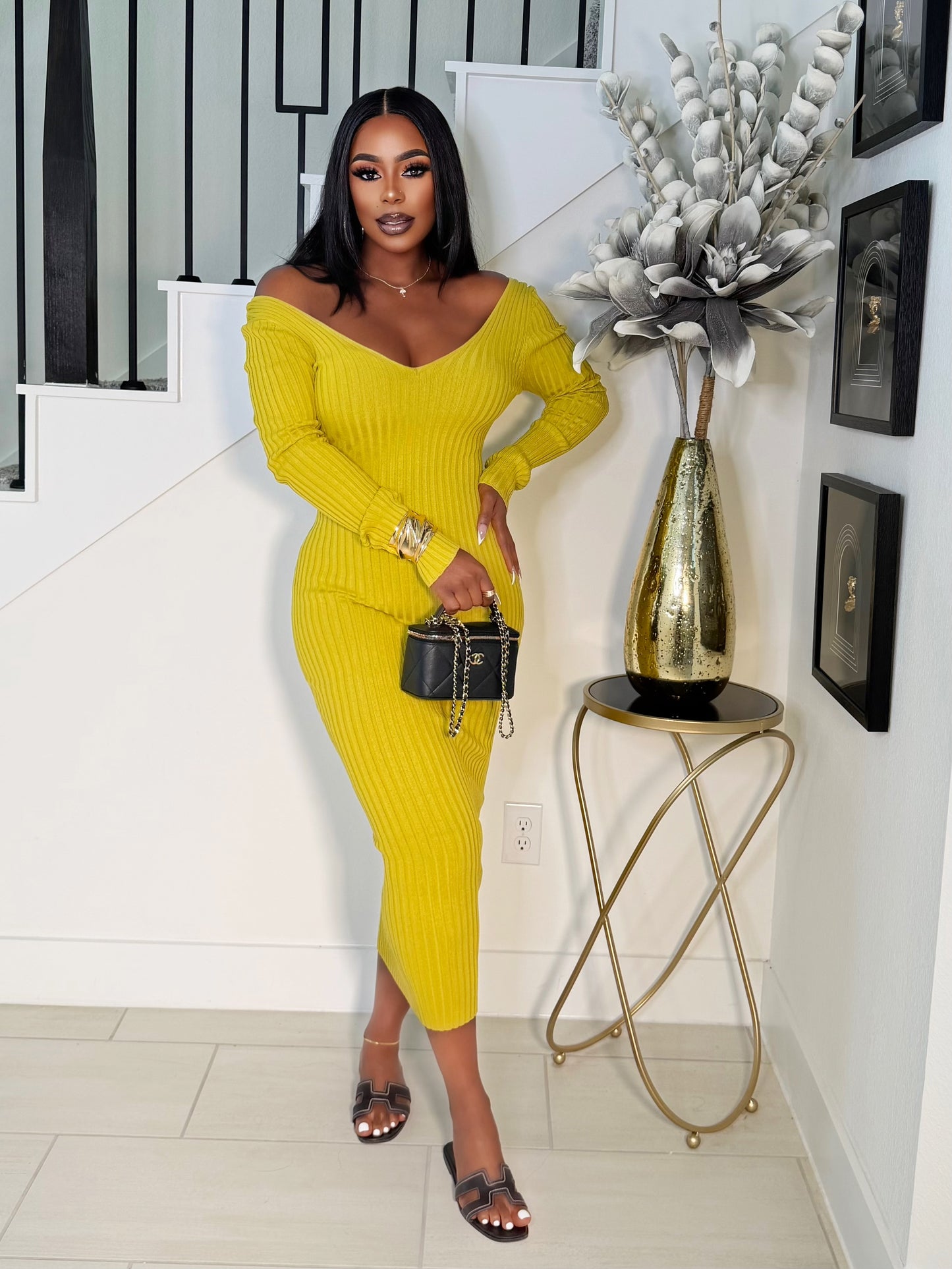 HUG ME LONG SLEEVES MAXI DRESS (GREEN)