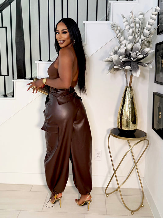 HOT CHOCOLATE LEATHER CARGO PANTS