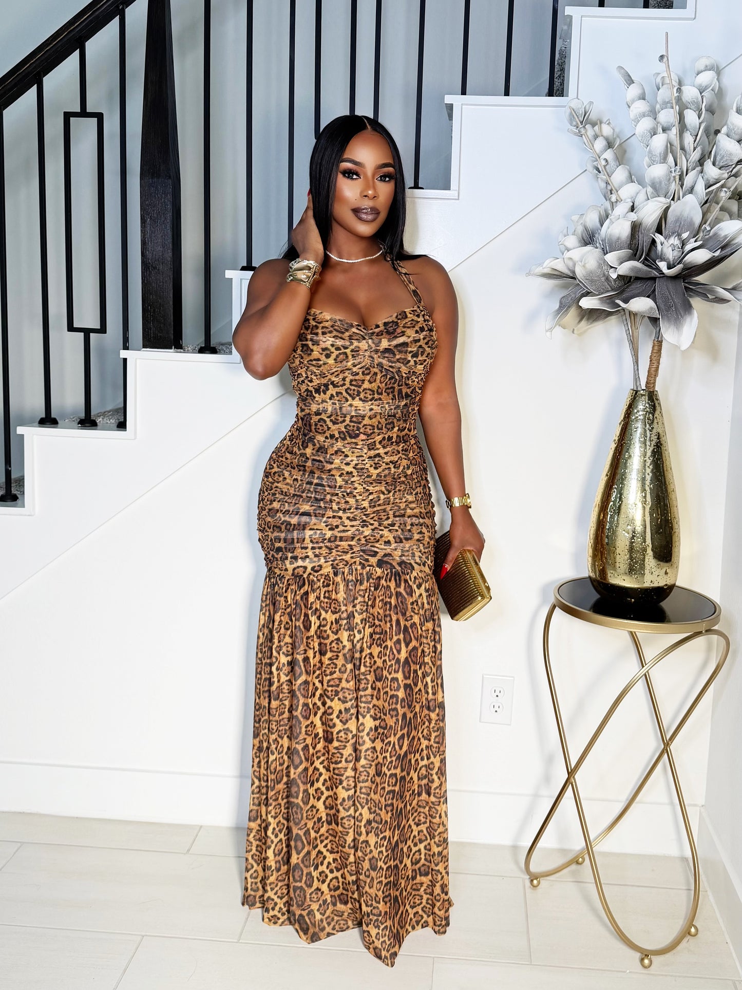 ANGELA LEOPARD PRINT MAXI DRESS