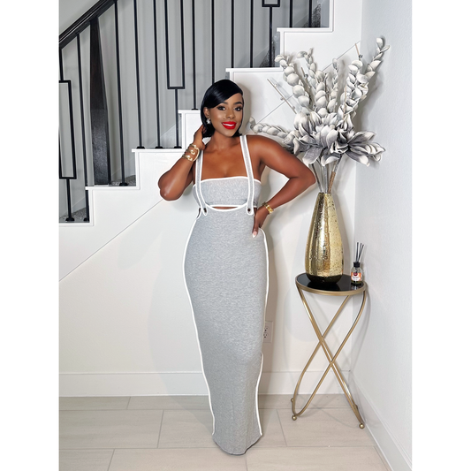 MEGAN 2 PIECE DRESS SET (GREY)