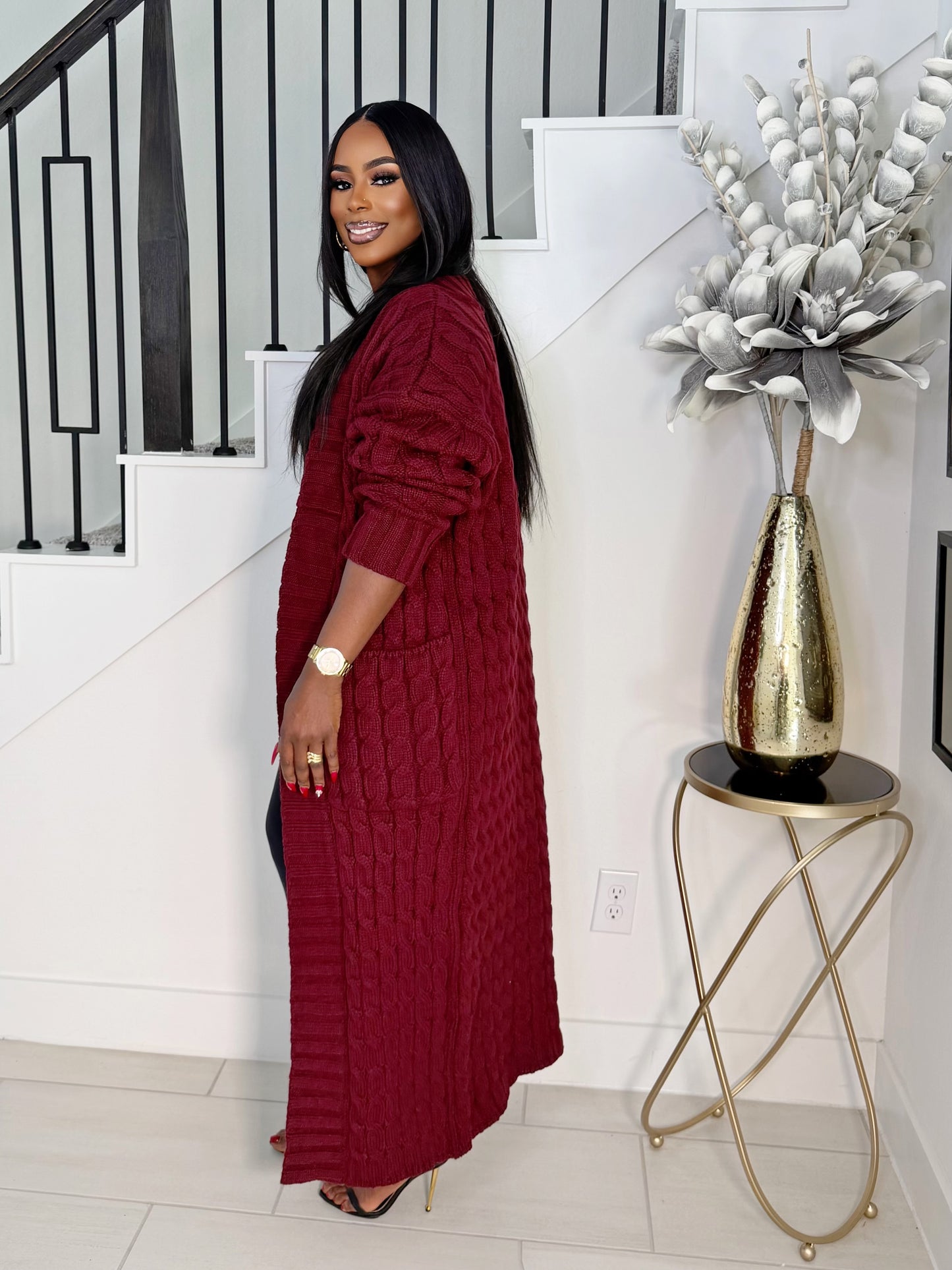 STAY WARM OVERSIZED CARDIGAN (WINE)