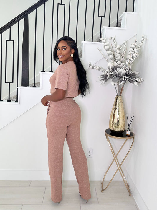 LESS BUSY LOUNGE PANTS SET (BEIGE)