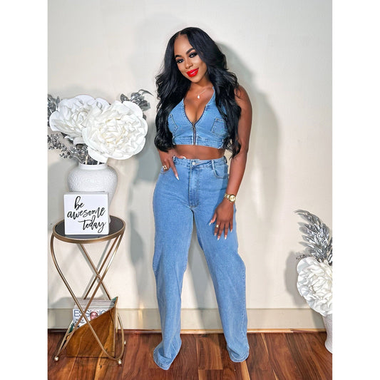 THE IT GIRL DENIM PANTS SET