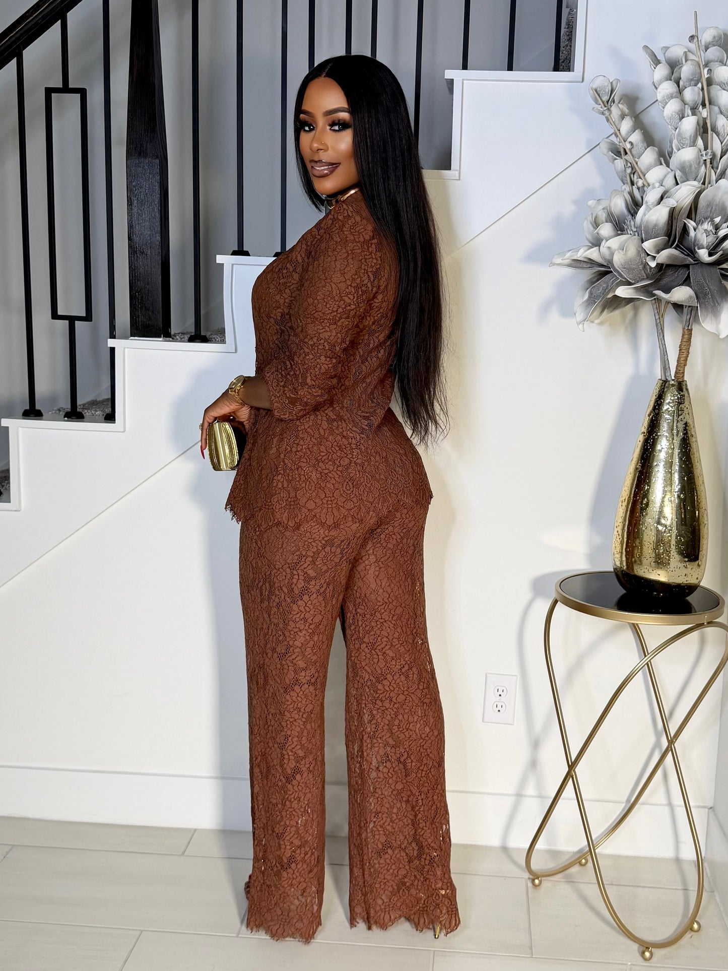 THE FALL 3PIECE BLAZER SET (BROWN)