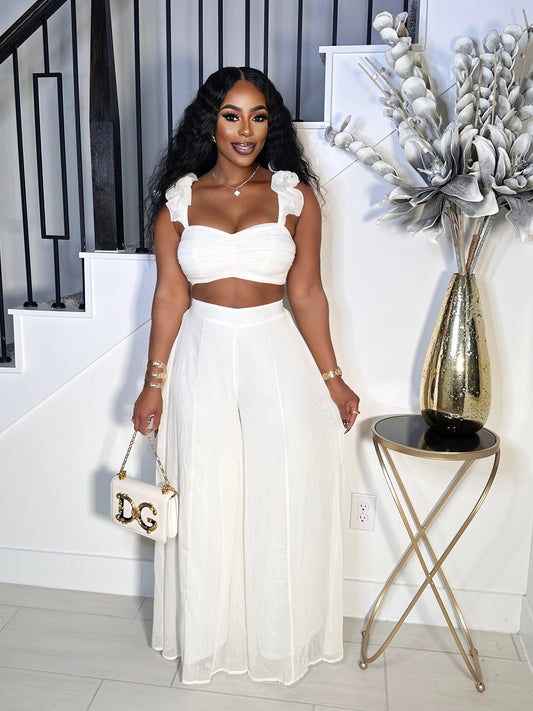 LOVELY DAY WIDE LEG PANTS SET (IVORY)