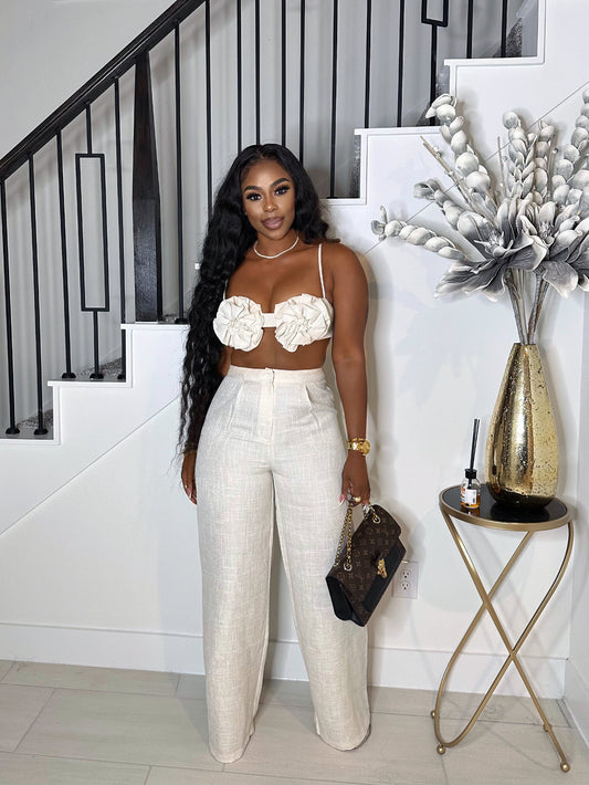 BEST I HAVE EVER HAD FLORAL LINEN PANTS SET (OAT)