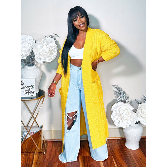 BABE ITS COLD MAXI KNIT CARDIGAN (YELLOW)