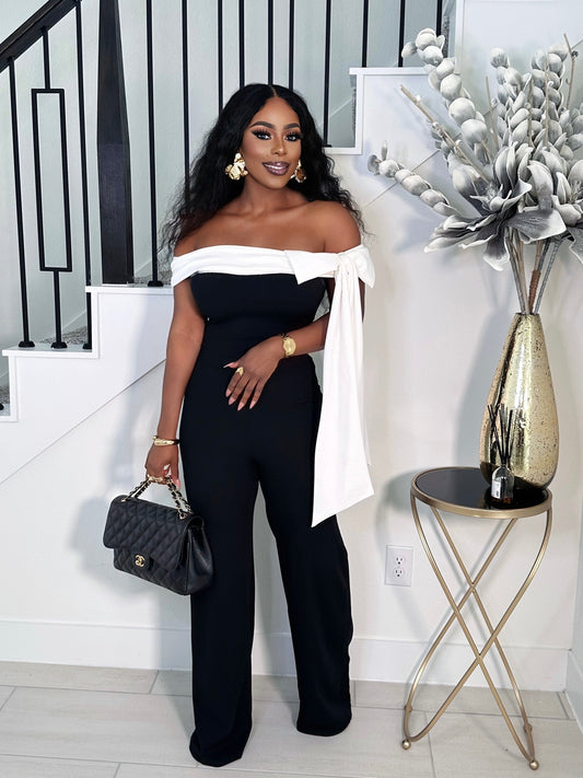 SHUT IN DOWN BOWTIE JUMPSUIT