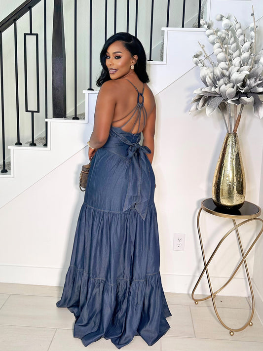 LET'S GET IT ON DENIM JUMPSUIT (DARK DENIM)