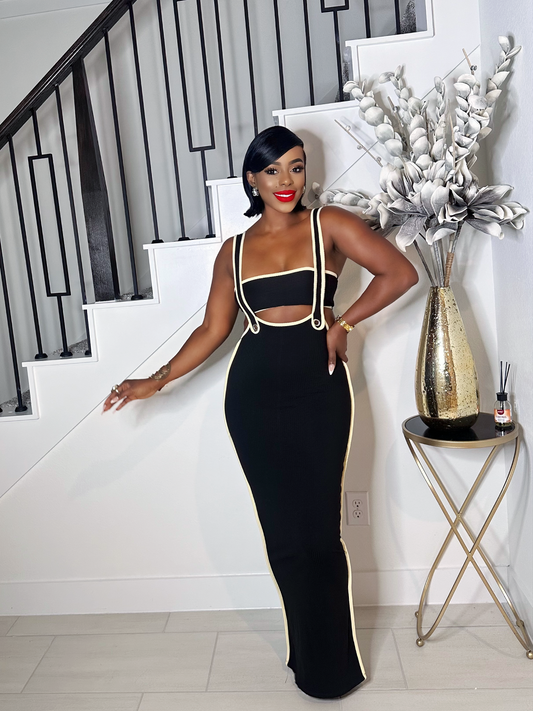 MEGAN 2 PIECE DRESS SET (BLACK)